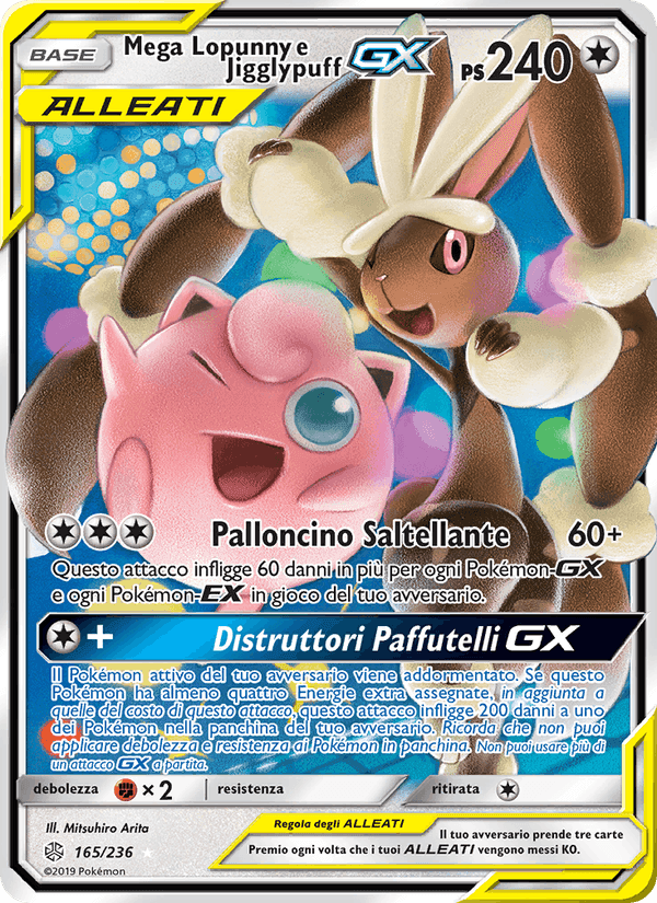 Mega Lopunny e Jigglypuff GX, carta 165 di Eclissi Cosmica