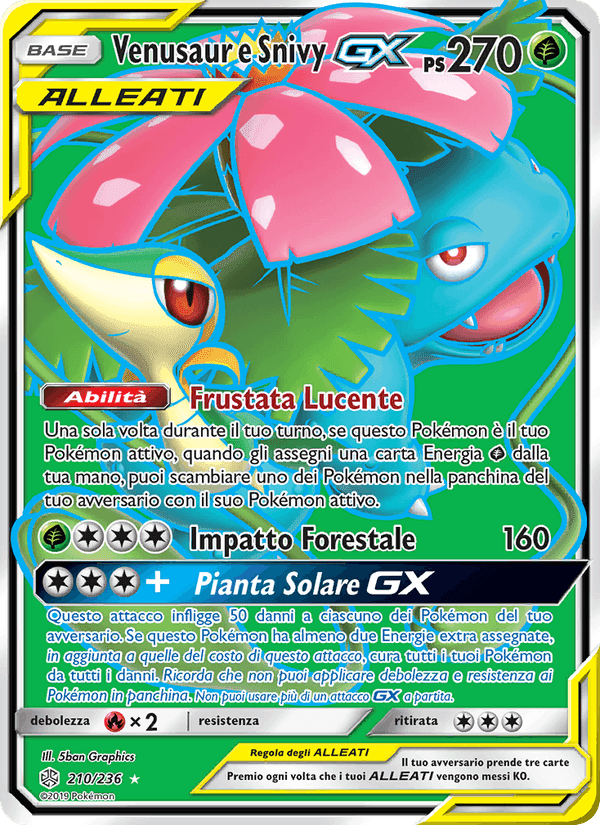 Venusaur e Snivy GX, carta 210 di Eclissi Cosmica