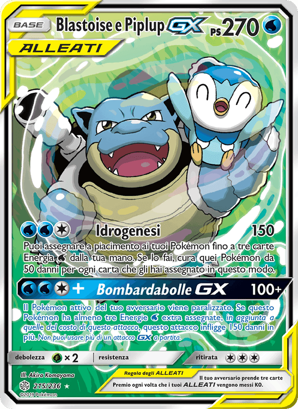 Blastoise e Piplup GX, card 215 from Eclissi Cosmica