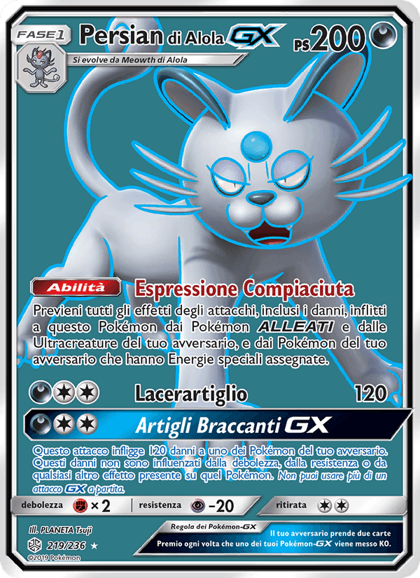 Persian di Alola GX, carta 219 di Eclissi Cosmica