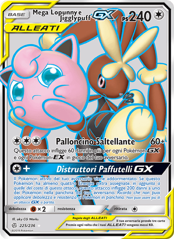 Mega Lopunny e Jigglypuff GX, carta 225 di Eclissi Cosmica