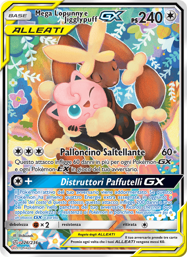 Mega Lopunny e Jigglypuff GX, carta 226 di Eclissi Cosmica
