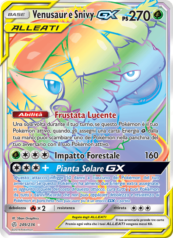 Venusaur e Snivy GX, card 249 from Eclissi Cosmica