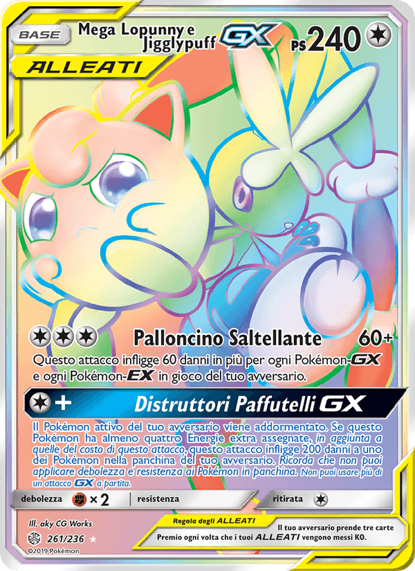 Mega Lopunny e Jigglypuff GX, carta 261 di Eclissi Cosmica