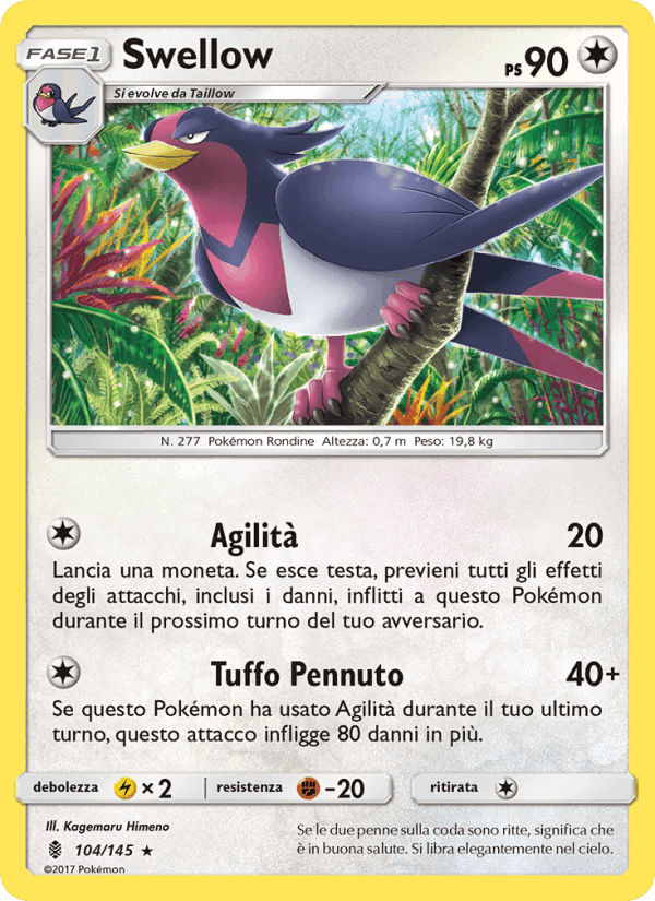 Swellow, carte 104 de Guardiani Nascenti