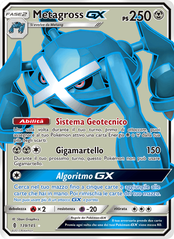 Metagross GX, carta 139 di Guardiani Nascenti