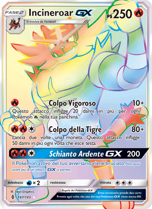 Incineroar GX, carte 147 de Guardiani Nascenti