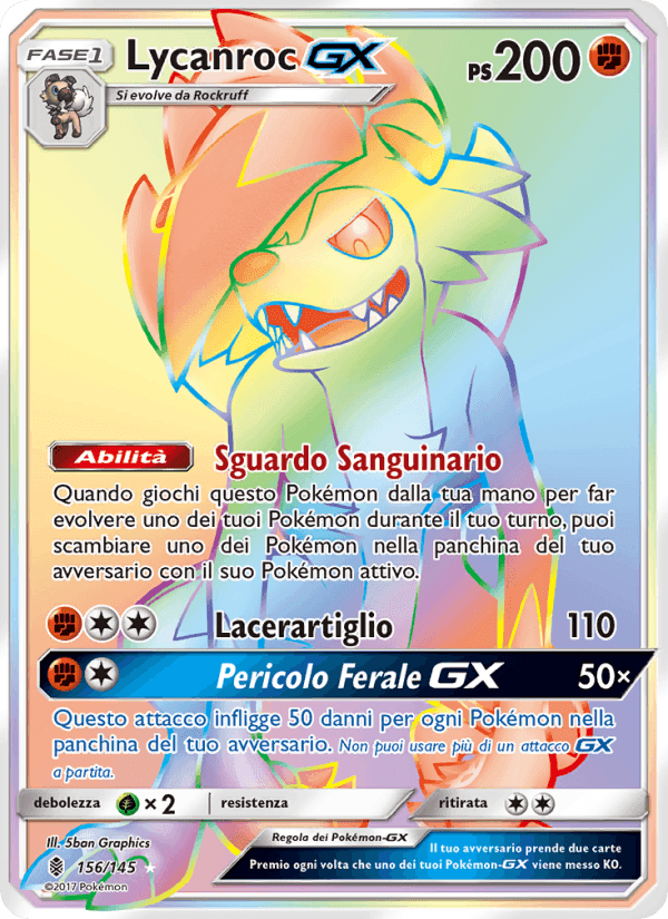 Lycanroc GX, carta 156 di Guardiani Nascenti