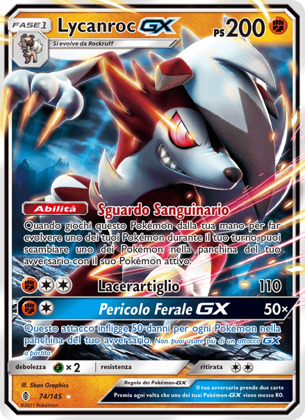 Lycanroc GX, carte 74 de Guardiani Nascenti