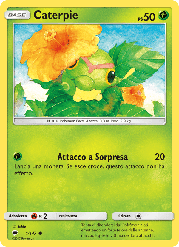 Caterpie, carta 1 di Ombre Infuocate