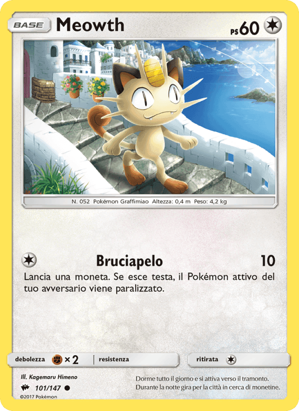 Meowth, carta 101 de Ombre Infuocate