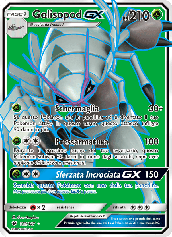 Golisopod GX, carta 129 de Ombre Infuocate