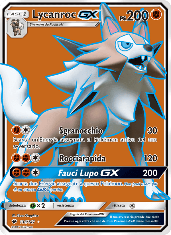 Lycanroc GX, card 136 from Ombre Infuocate