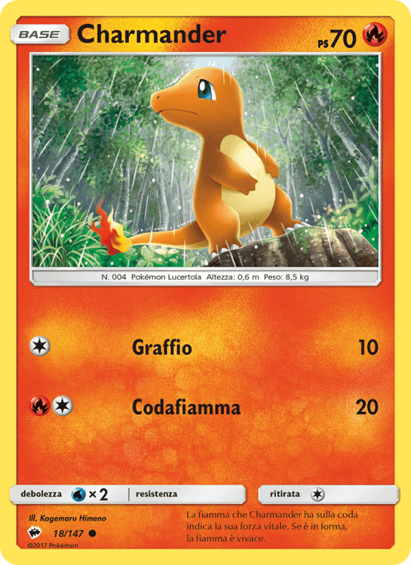 Charmander, carta 18 de Ombre Infuocate