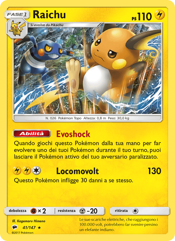 Raichu, carta 41 di Ombre Infuocate