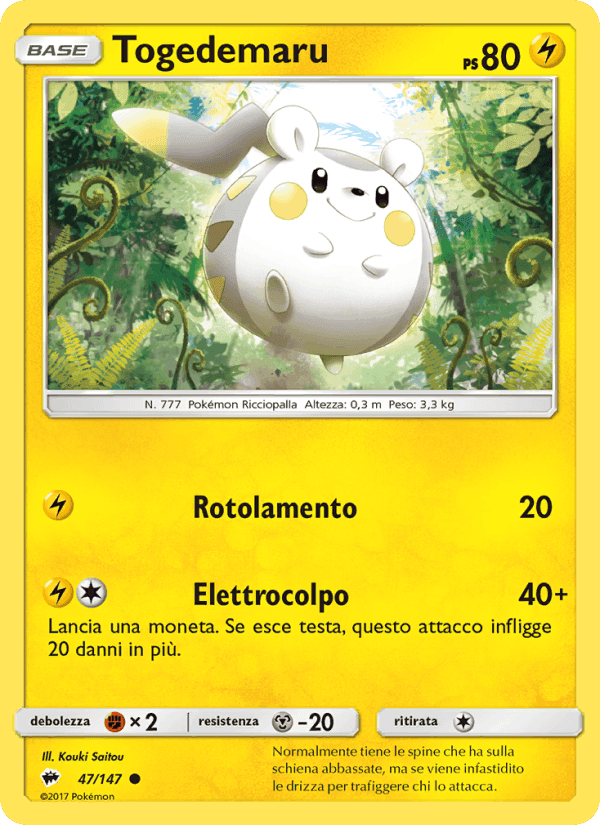 Togedemaru, carta 47 di Ombre Infuocate