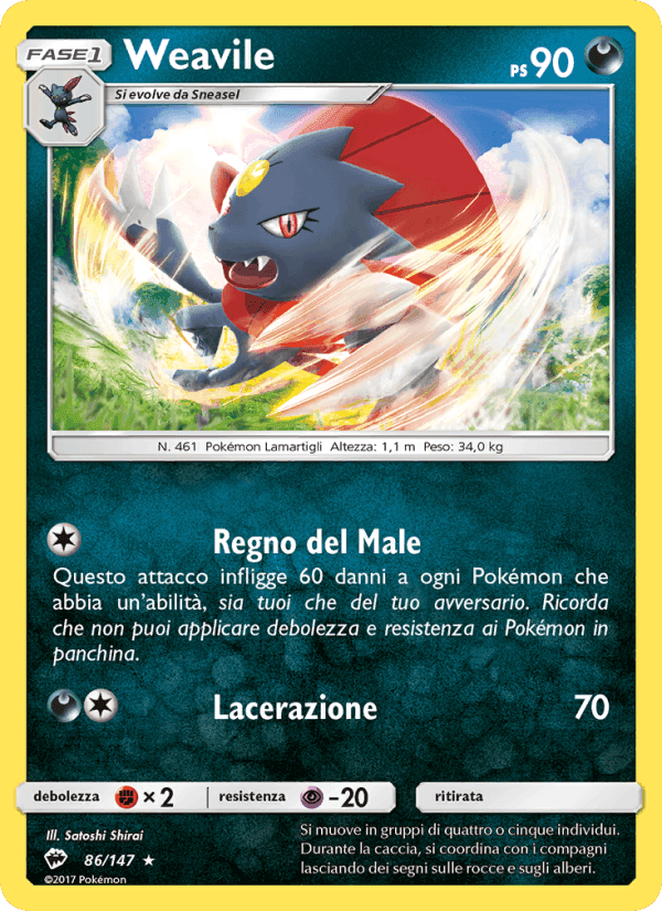 Weavile, carta 86 di Ombre Infuocate