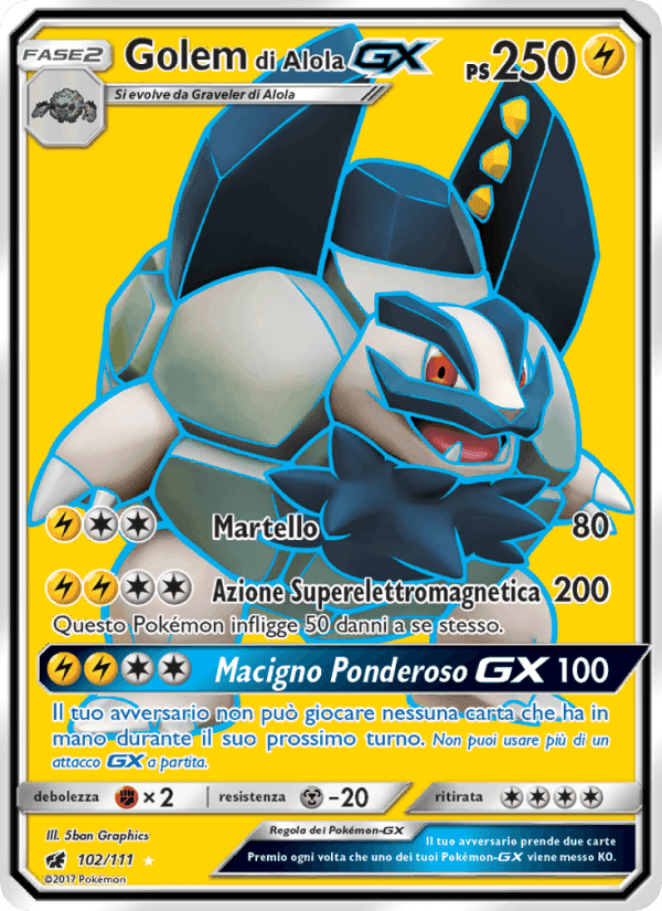 Golem di Alola GX, carta 102 di Invasione Scarlatta