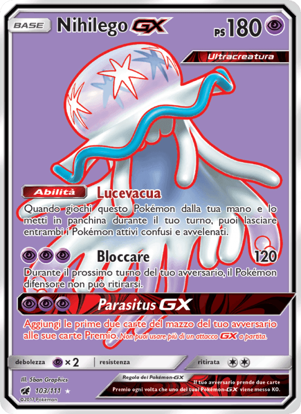 Nihilego GX, card 103 from Invasione Scarlatta