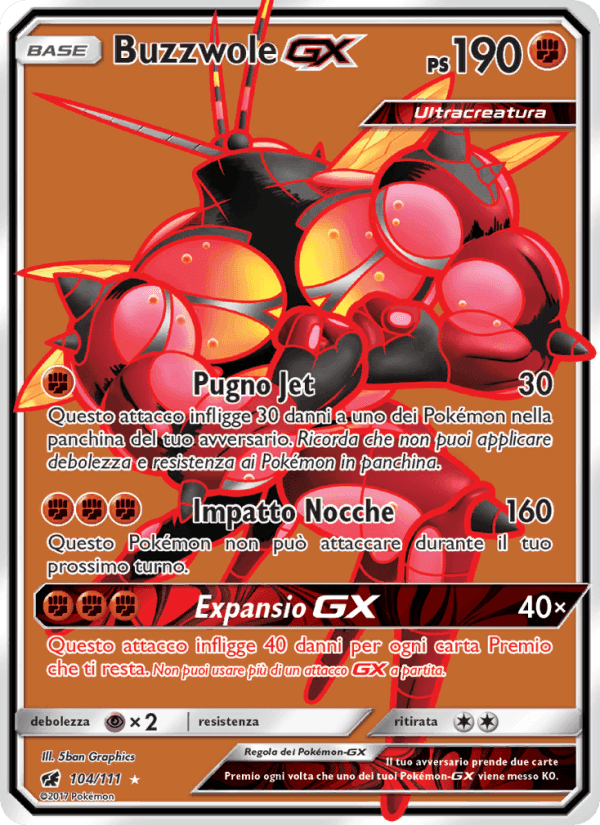 Buzzwole GX, card 104 from Invasione Scarlatta