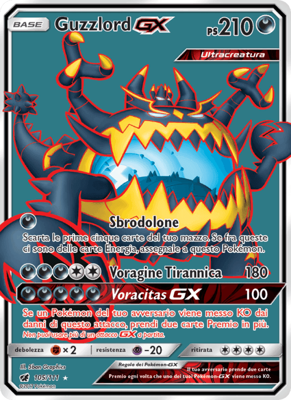 Guzzlord GX, card 105 from Invasione Scarlatta