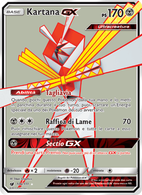 Kartana GX, card 106 from Invasione Scarlatta