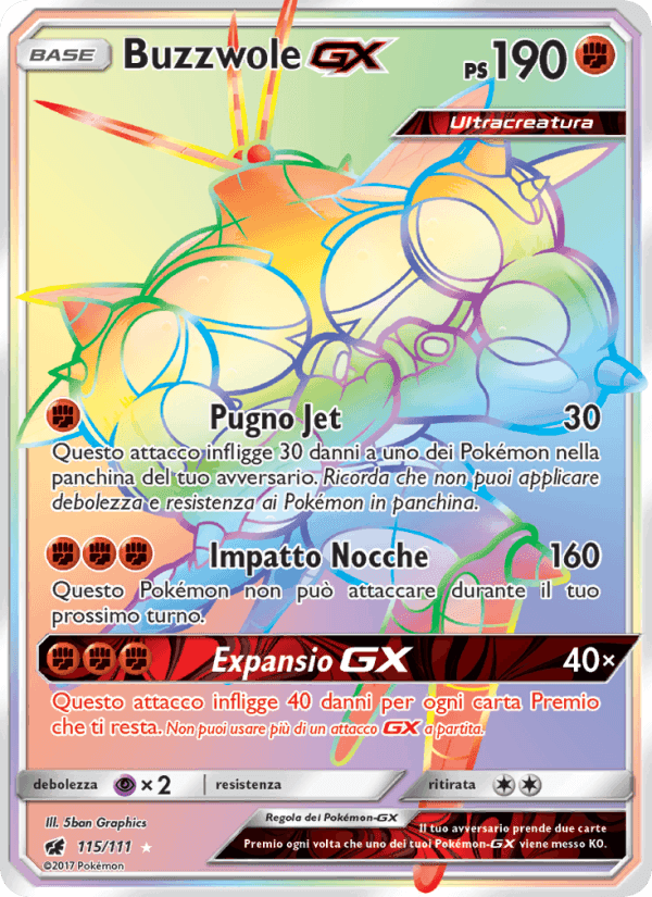 Buzzwole GX, carta 115 di Invasione Scarlatta