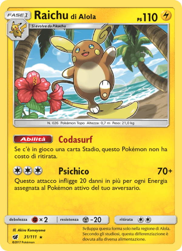 Raichu di Alola, carta 31 di Invasione Scarlatta