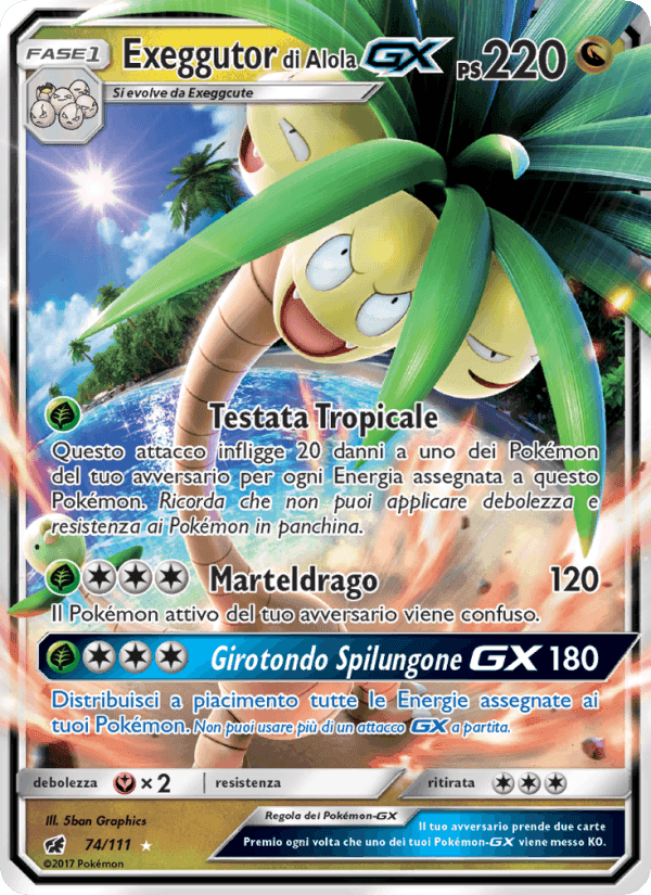 Exeggutor di Alola GX, carta 74 di Invasione Scarlatta