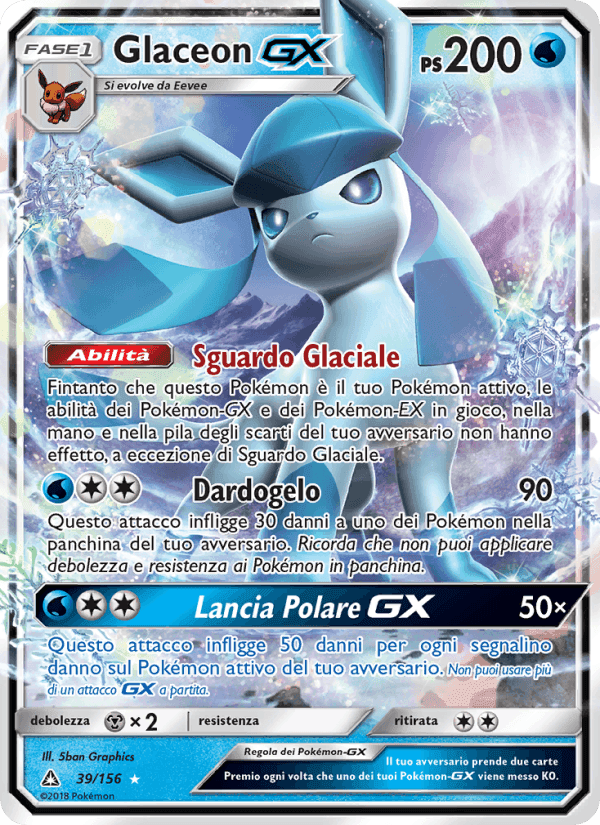 Glaceon GX, carta 39 di Ultraprisma