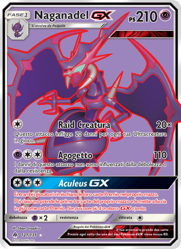 Naganadel GX, card 121 from Apocalisse Di Luce