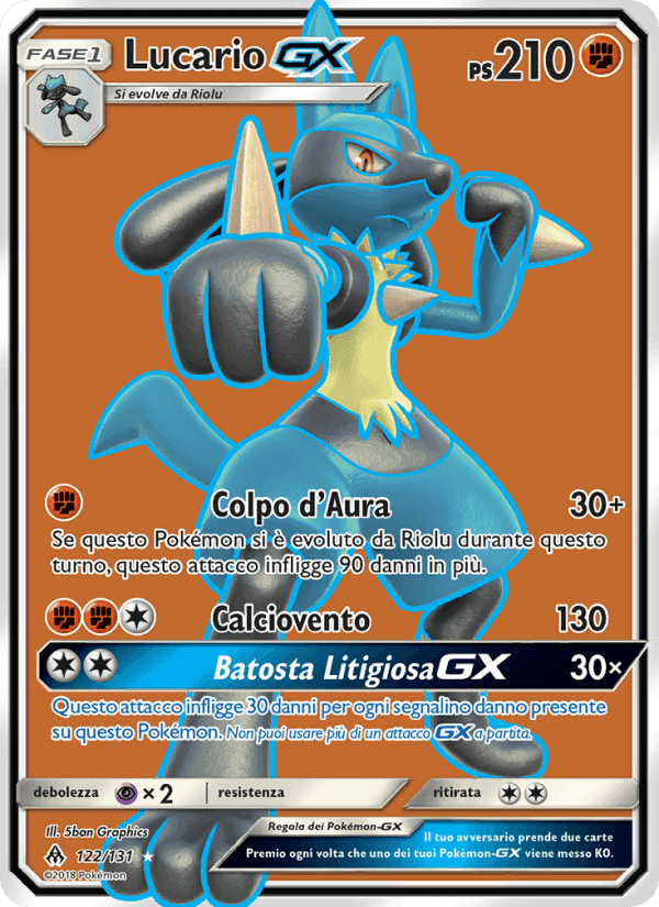 Lucario GX, carta 122 di Apocalisse Di Luce