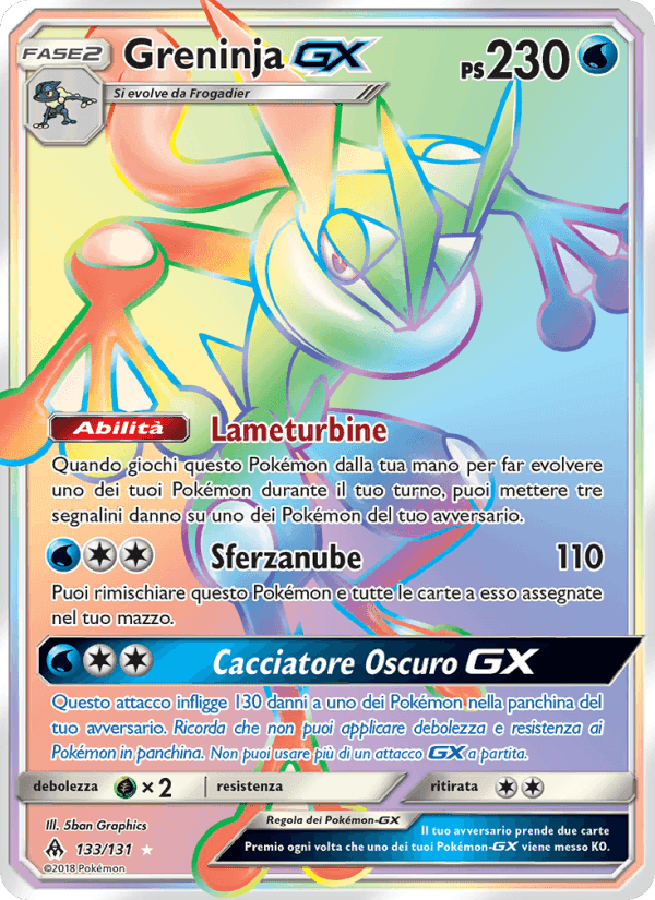 Greninja GX, carta 133 de Apocalisse Di Luce
