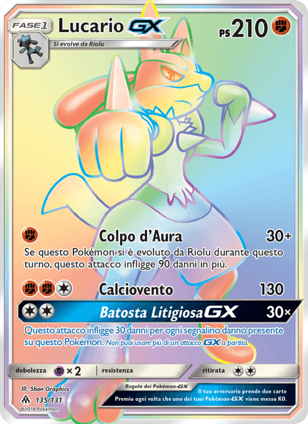 Lucario GX, card 135 from Apocalisse Di Luce