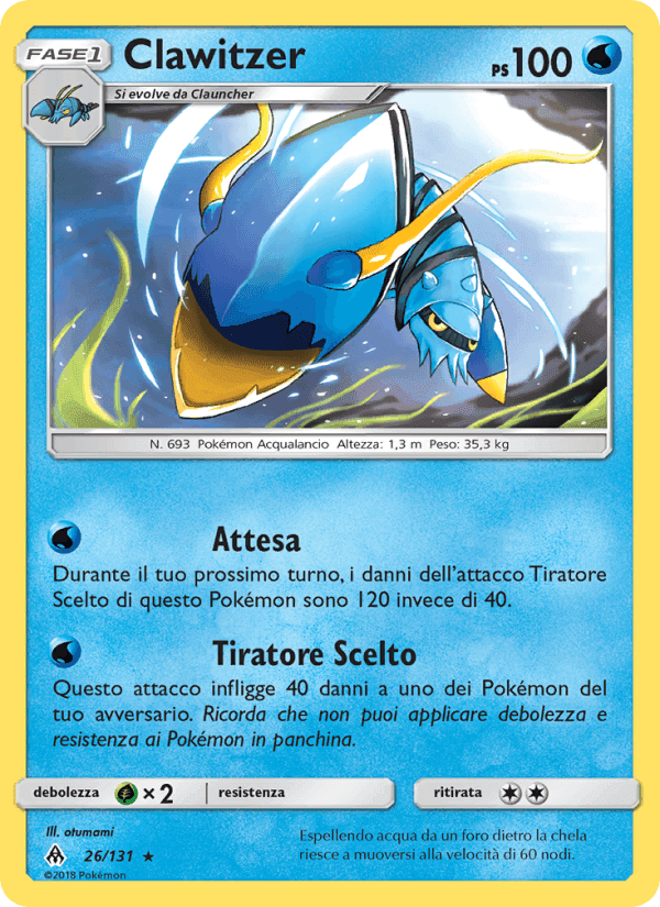 Clawitzer, carta 26 di Apocalisse Di Luce