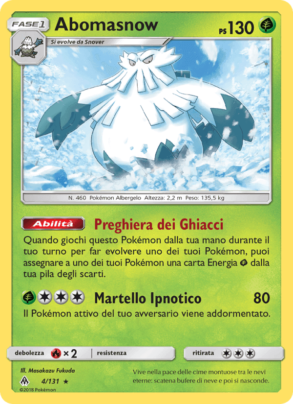 Abomasnow, carta 4 di Apocalisse Di Luce