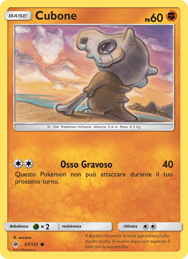 Cubone, carta 57 di Apocalisse Di Luce