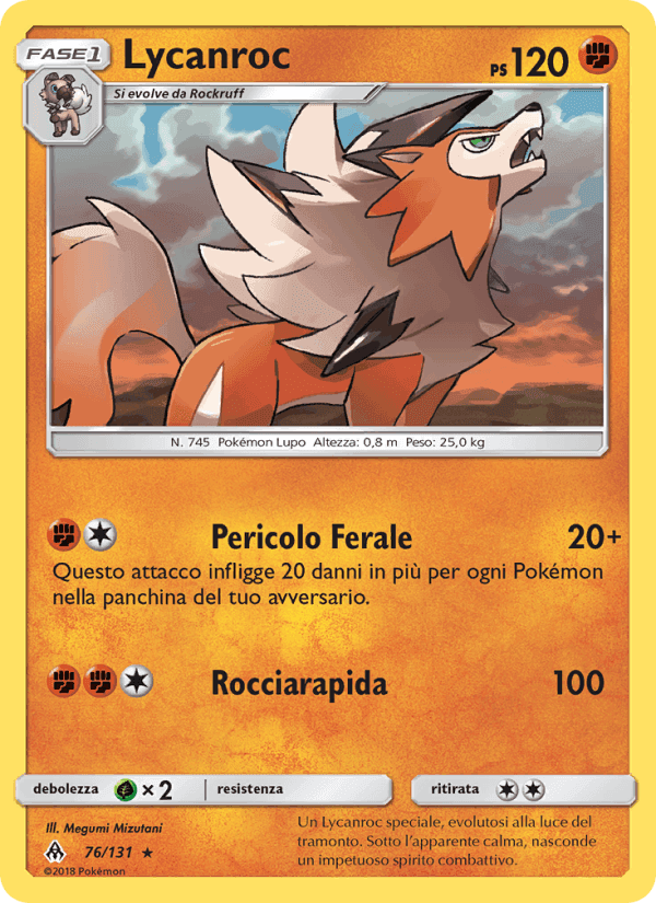 Lycanroc, carta 76 di Apocalisse Di Luce