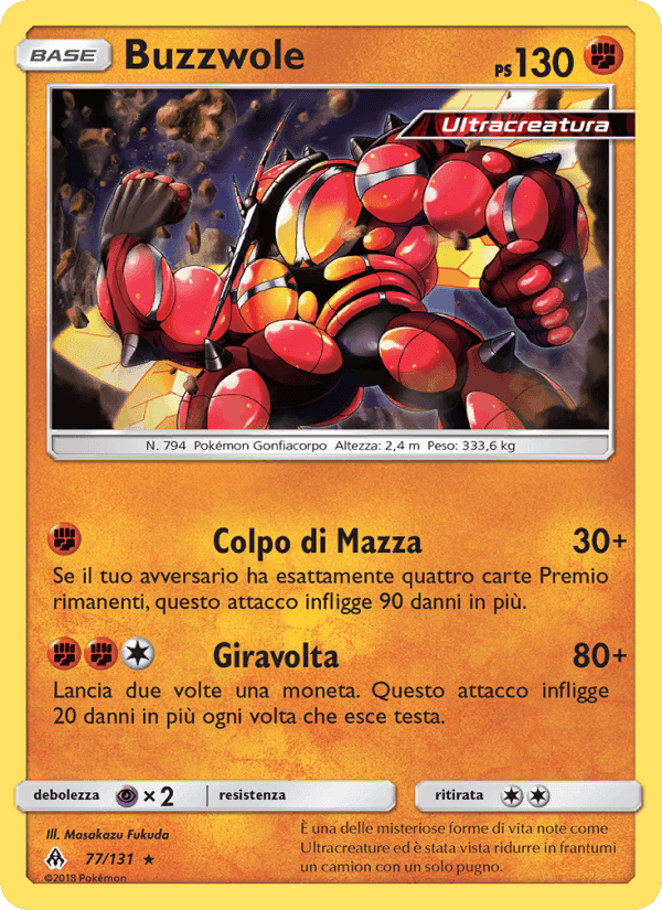 Buzzwole, card 77 from Apocalisse Di Luce