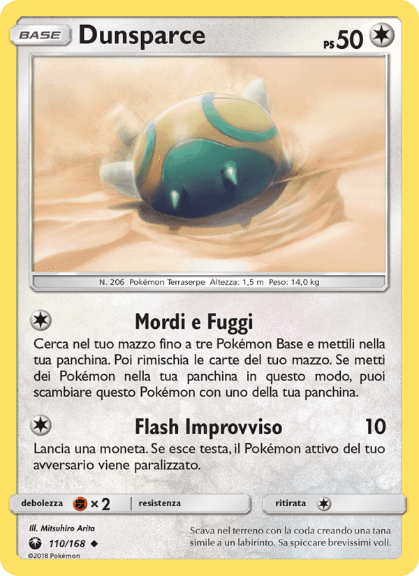 Dunsparce, card 110 from Tempesta Astrale