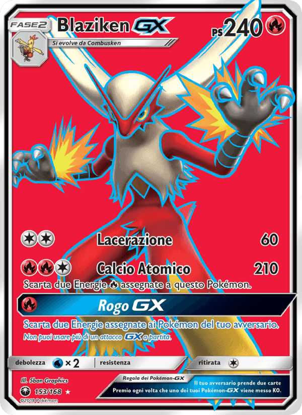 Blaziken GX, card 153 from Tempesta Astrale