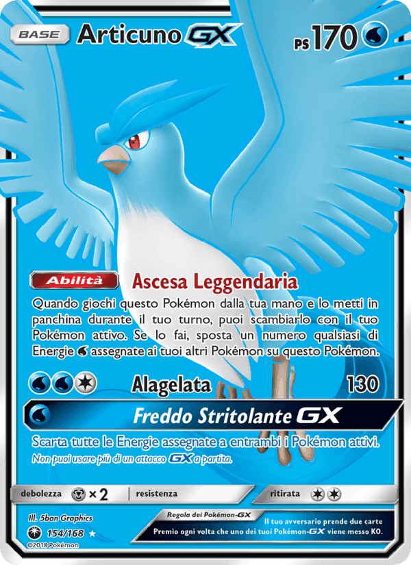 Articuno GX, card 154 from Tempesta Astrale