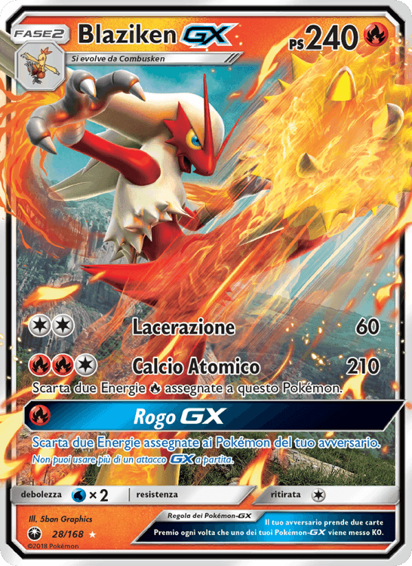 Blaziken GX, carta 28 di Tempesta Astrale
