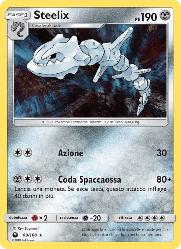Steelix, card 89 from Tempesta Astrale