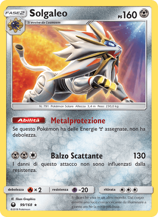 Solgaleo, card 99 from Tempesta Astrale