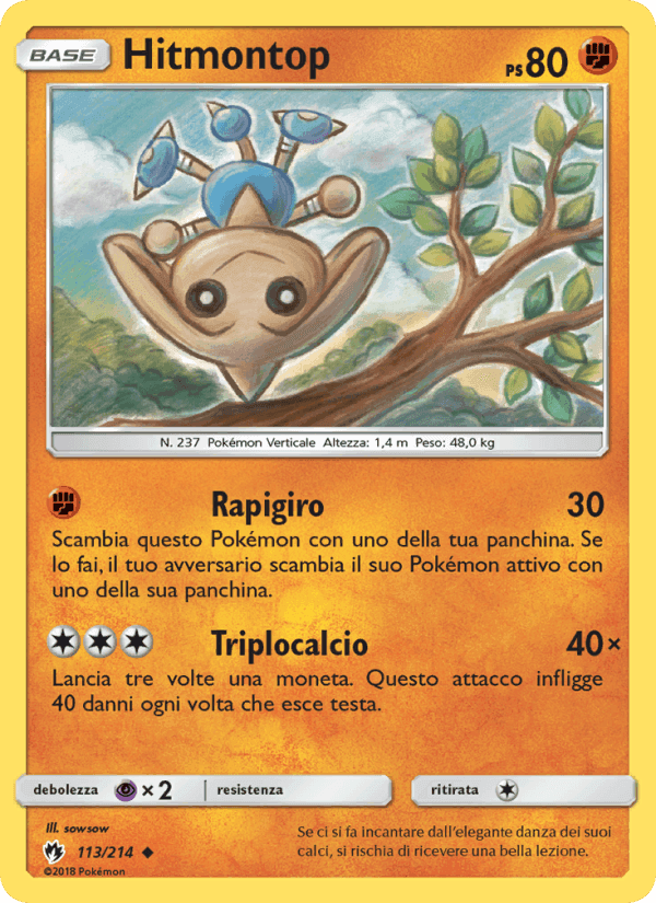 Hitmontop, card 113 from Tuoni Perduti