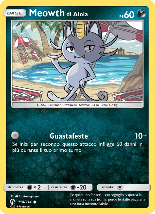 Meowth di Alola, carta 118 di Tuoni Perduti