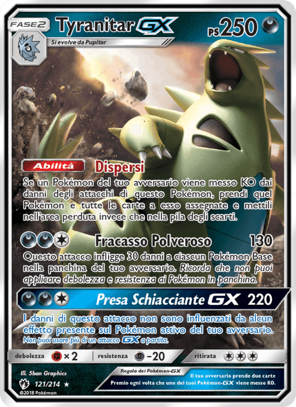 Tyranitar GX, carta 121 di Tuoni Perduti