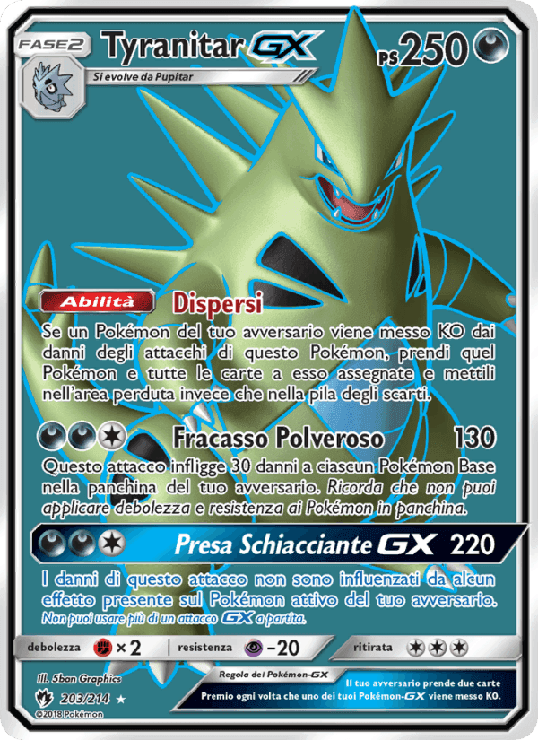 Tyranitar GX, carta 203 di Tuoni Perduti