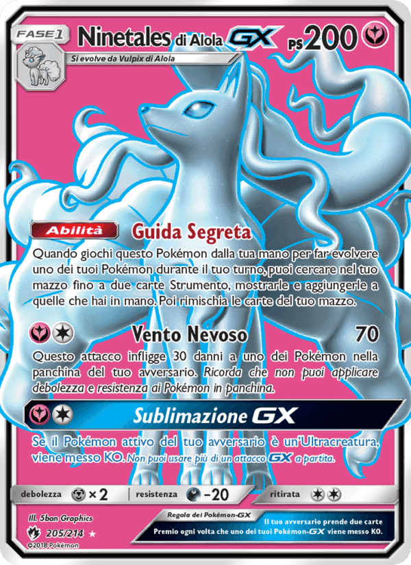 Ninetales di Alola GX, carta 205 di Tuoni Perduti